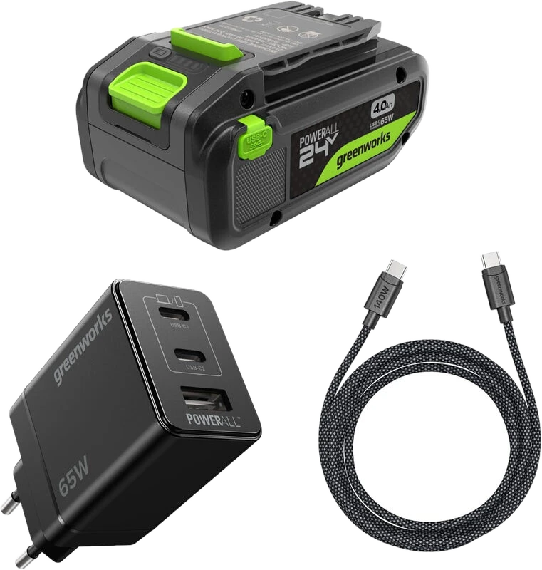 greenworks Power Tools: 24V Starter-Kit mit 1x 4Ah HP USB-Akku