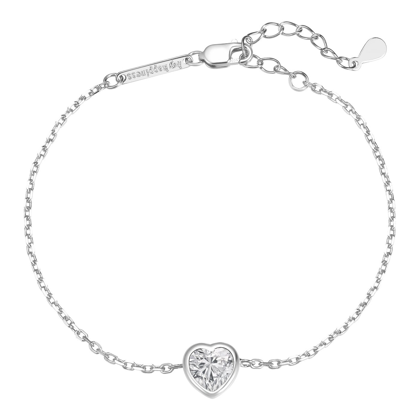 Hey Happiness Sparkling Herz Armband Sterlingsilber