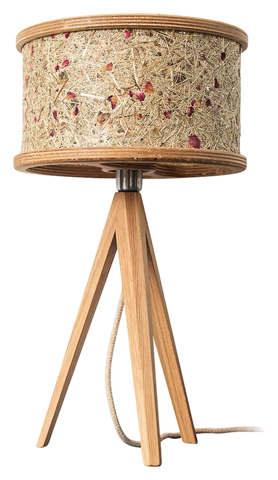 Almut von Wildheim ALMUT 2610 Tischlampe – Heu mit roten Rosenblüten