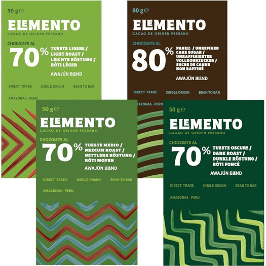 Elemento Bean to Bar Schokoladen, 4er-Set