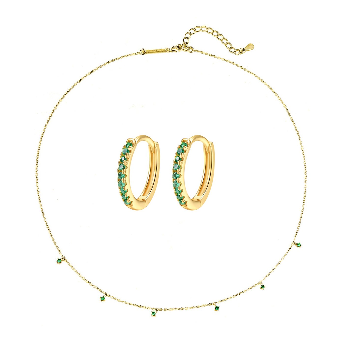 Hey Happiness Green Edelstein Schmuck-Set Sterlingsilber