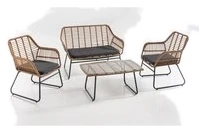 Happy Home Lounge-Set 7tlg.helles Rattan mit Sitzkissen