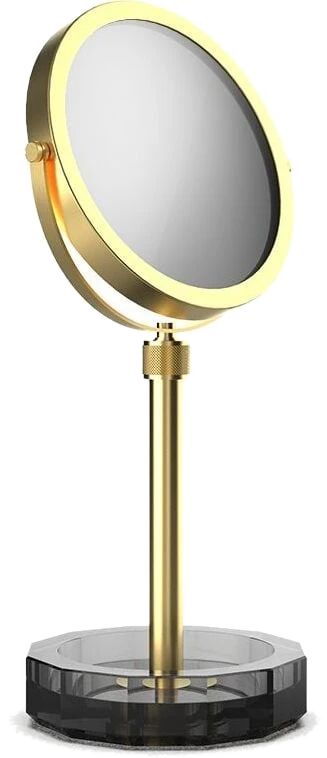 Decor Walther Kristall Kosmetikspiegel gold matt mit anthrazitfarbener Basis