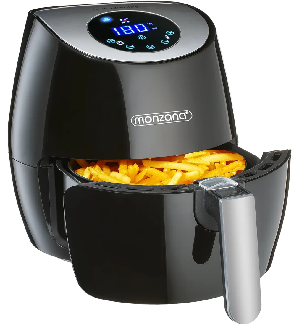 monzana® Heißluftfritteuse 9in1 Schwarz Touch-Display 1500W 3,6 L