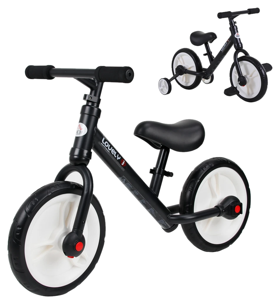 HOMCOM Kinderfahrrad Laufrad mit Stützrädern und Pedalen