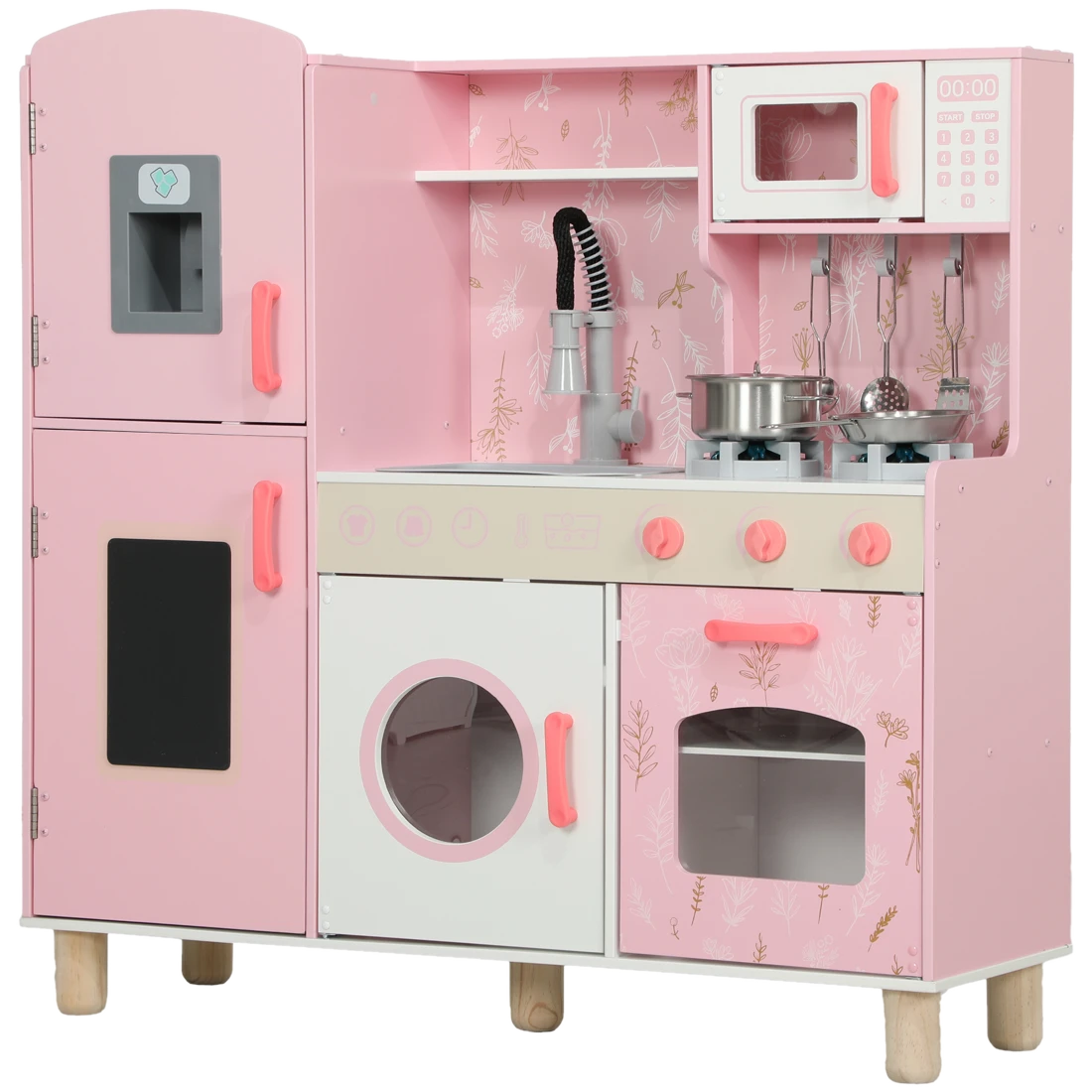 AIYAPLAY Kinderspielküche – Holzspielküche mit Herdplatten