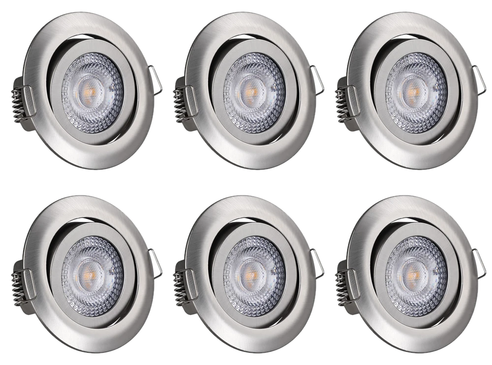 monzana® LED Einbauleuchte Krog 6er-Set Nickel