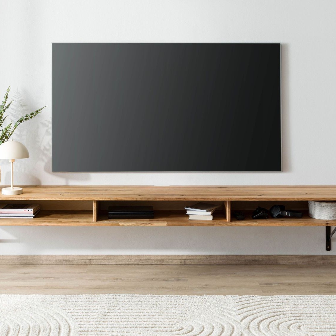 Massivmoebel24.de Lowboard Wildeiche 180x43x17 natur geölt WIEN #217