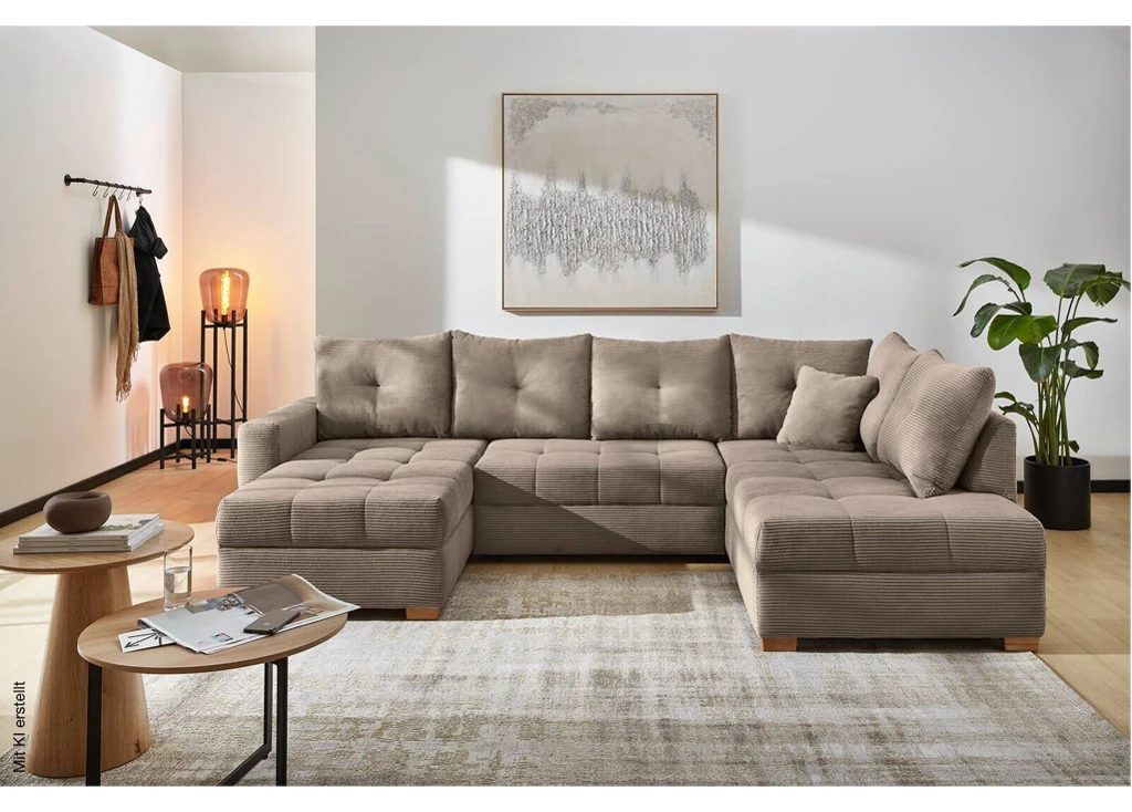 Wohnlandschaft taupe Microfaser
