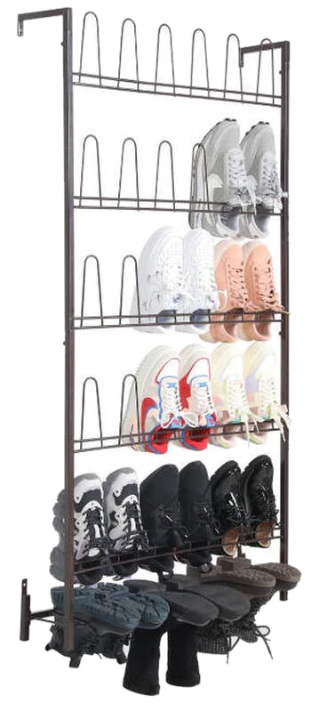 MyGift 5-stufiges Wandregal Dunkelbraun Metall für 18 Paar Stiefel und Schuhe