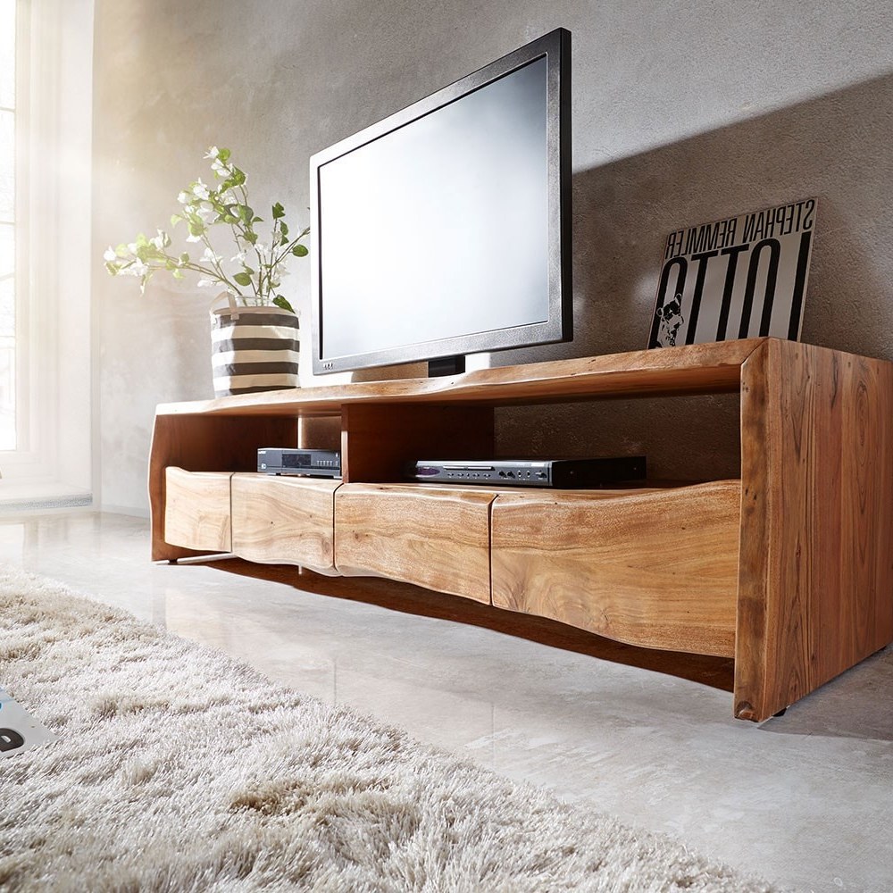 DELIFE Lowboard Live-Edge 230 cm Akazie Natur massiv 4 Schübe