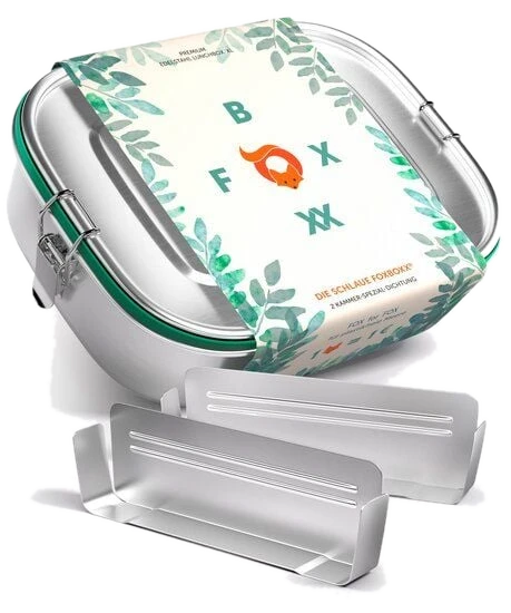 ÖKO Edelstahl Brotdose FOXBOXX 2 Trenner