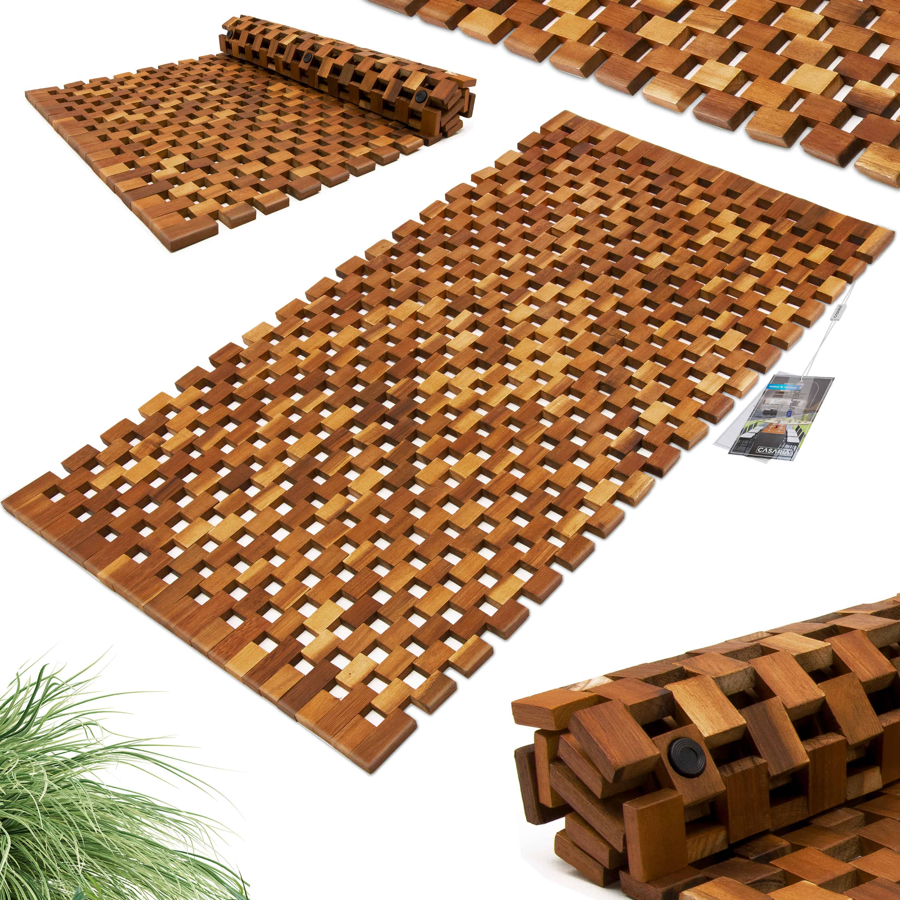 Casaria® Badematte 2er-Set Akazie Mosaik FSC®-zertifiziert