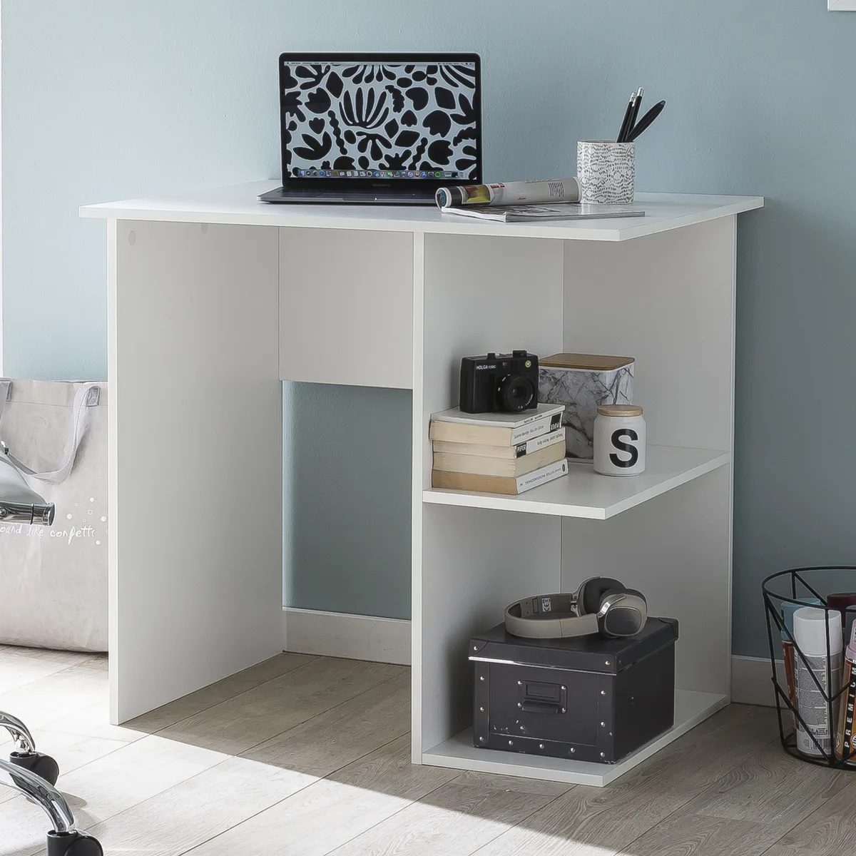 FineBuy Kinderschreibtisch mit Ablage, 82x76x60 cm