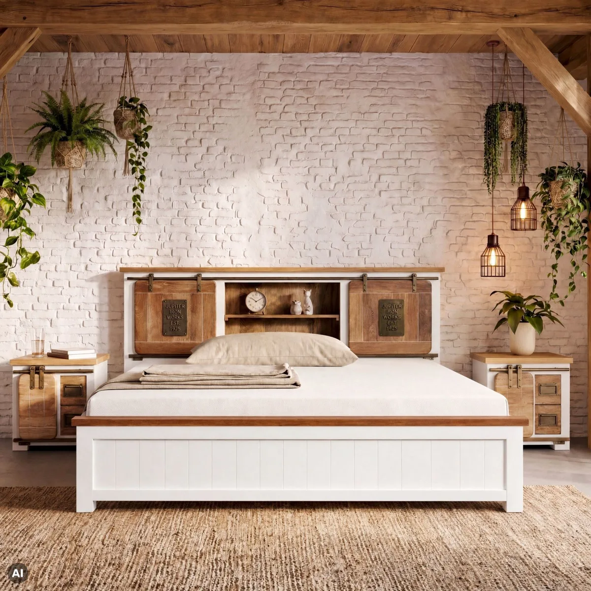 Massivmoebel24.de Bett Mango 180x200x105 weiß lackiert RAILWAY #543