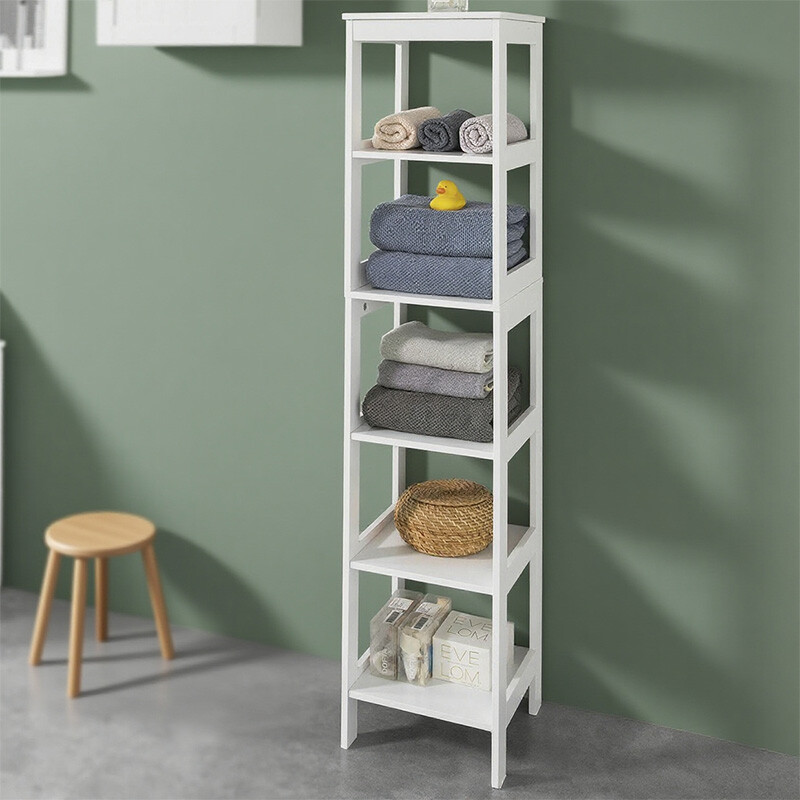 SoBuy BZR14-W Badregal mit 5 Ablagen Bad-Hochschrank Standregal Küchenregal
