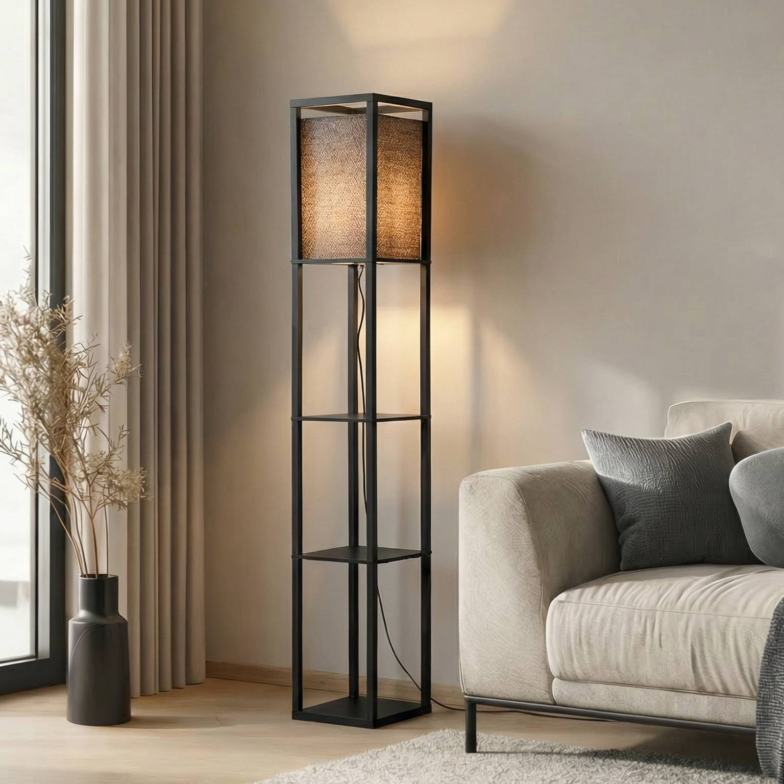 Lindby Stehleuchte Birta – schwarz