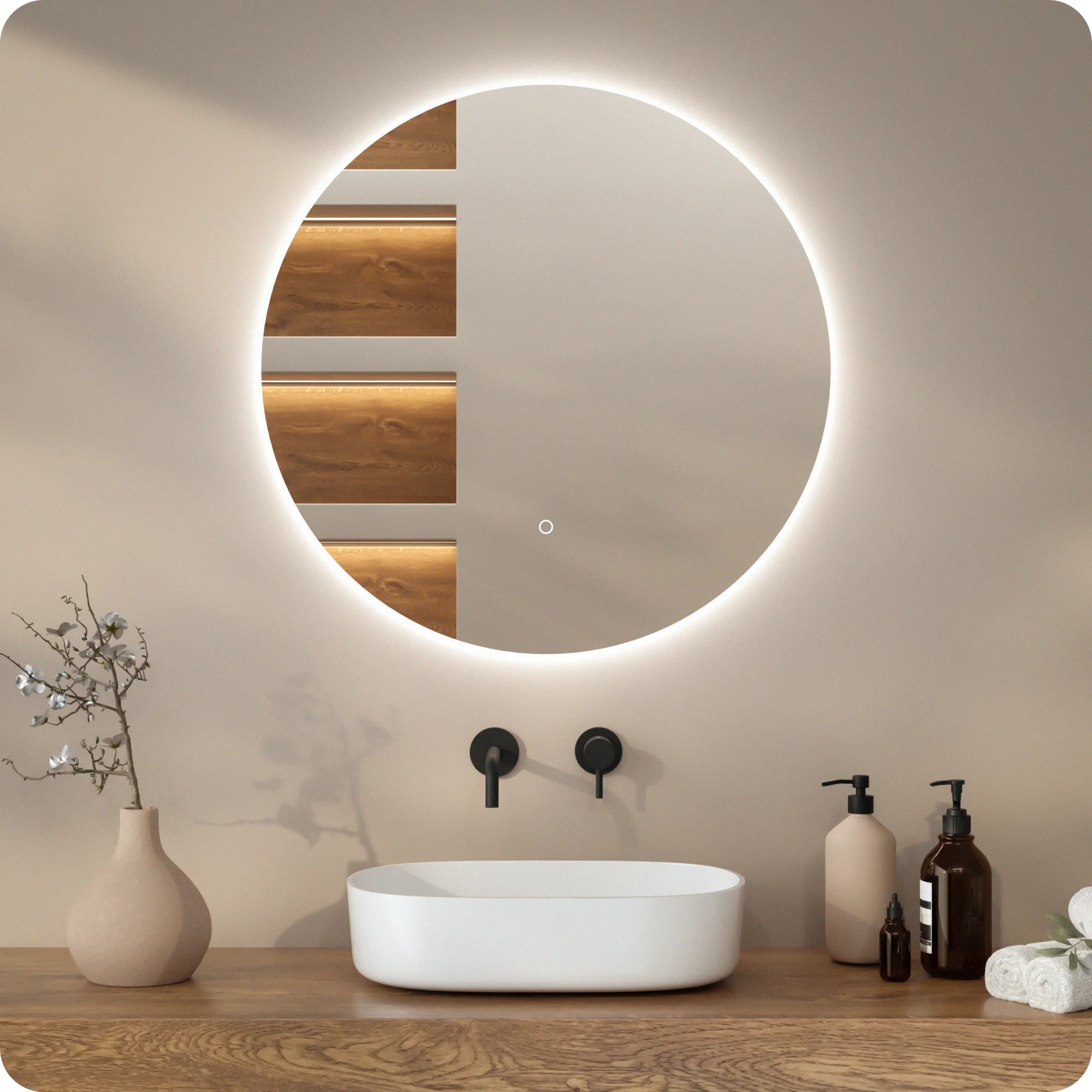 Mirlux Badezimmerspiegel – Rund – 80 cm