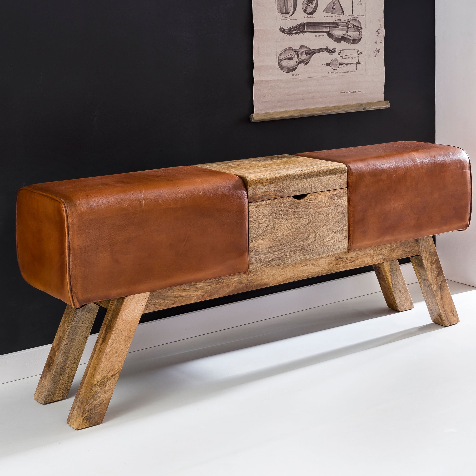 FineBuy Design Turnbock Sitzbank Aufbewahrungsfach 120 x 29 x 53cm