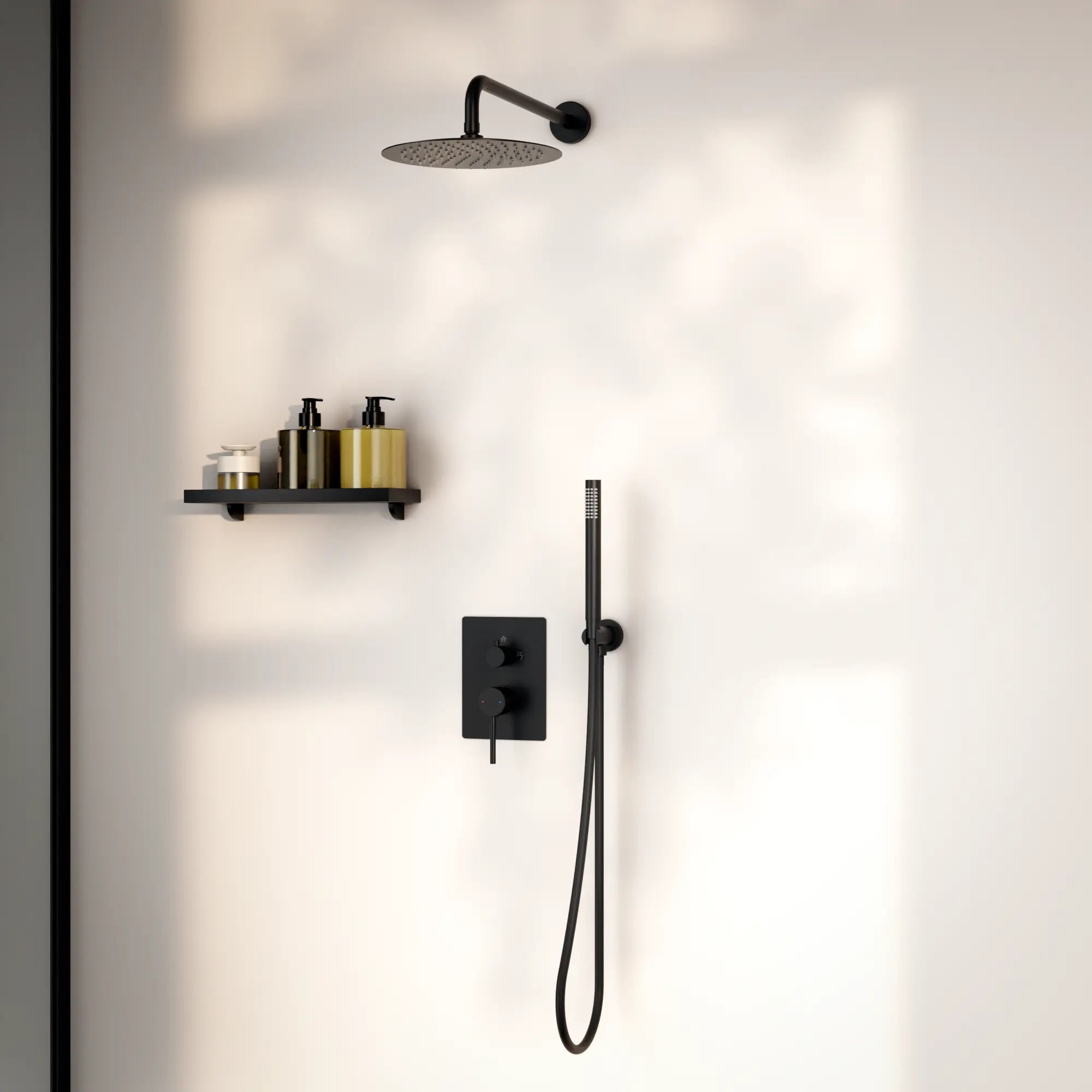 Mirlux Unterputz-Regendusche Riva – Matt Schwarz mit Thermostatarmatur