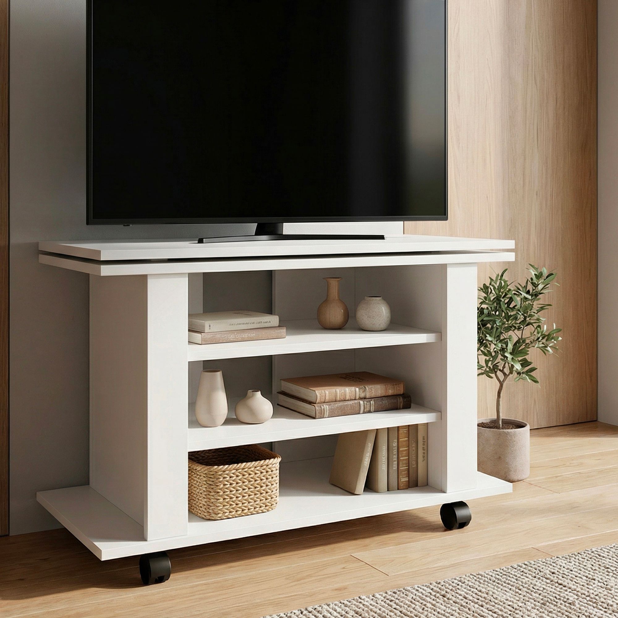 FineBuy TV Lowboard Weiß 78 cm
