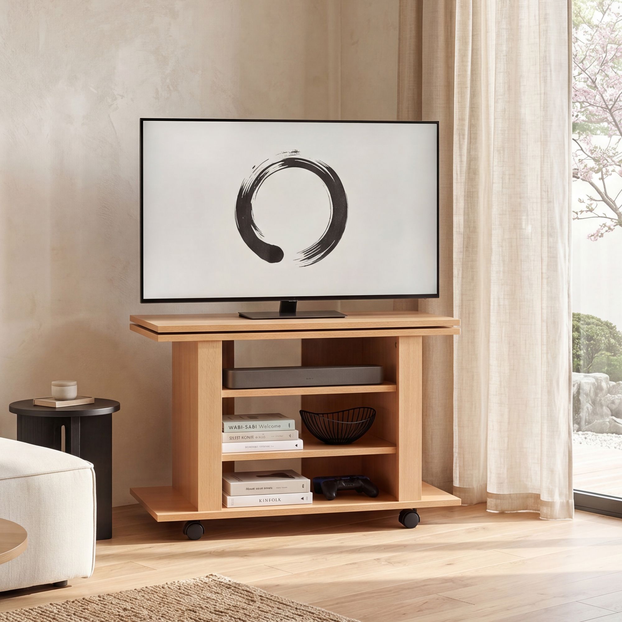 FineBuy Fernsehschrank Drehbar auf Rollen