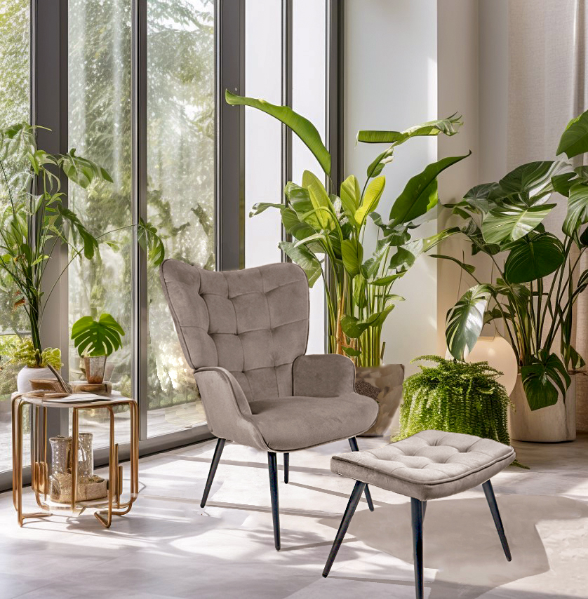 HC Home & Living Hochlehnsessel Ella mit Hocker
