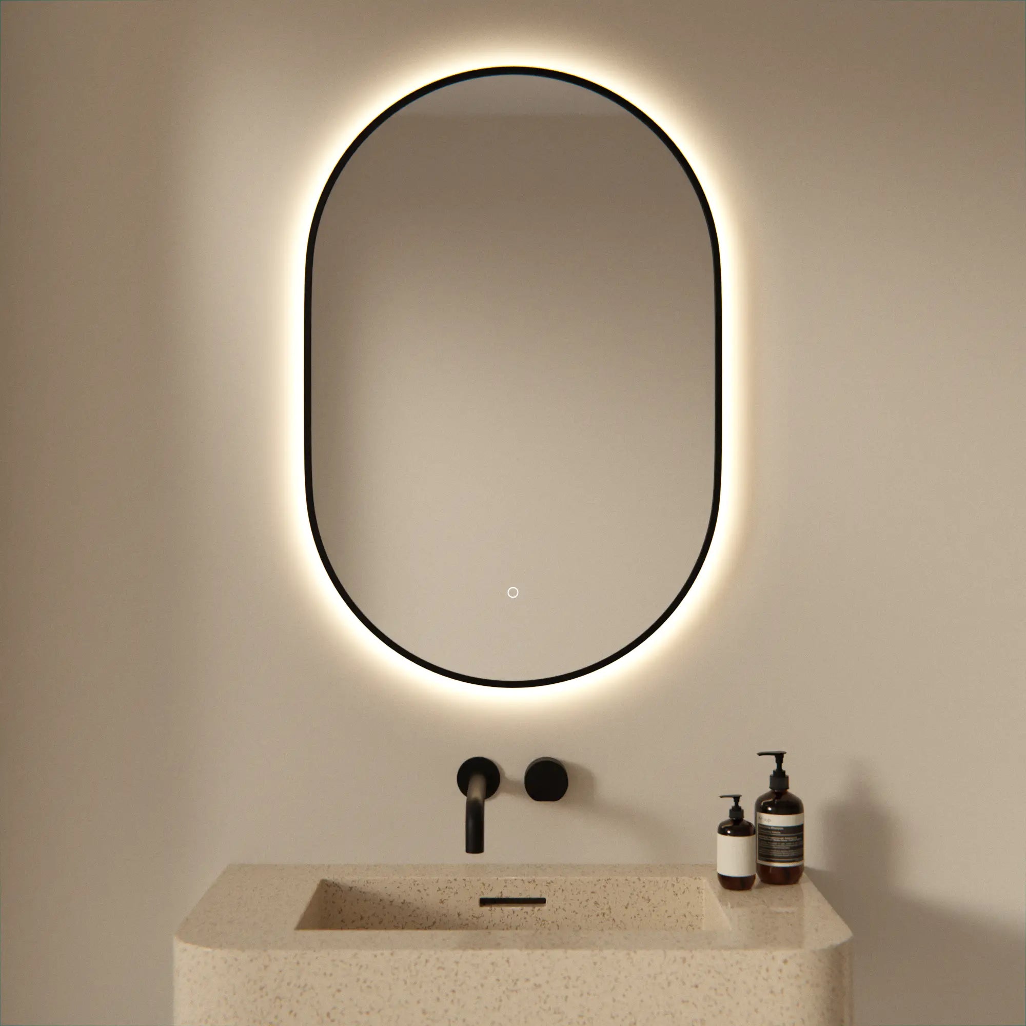 Mirlux Badezimmerspiegel – 90x60cm – Schwarzer Rahmen