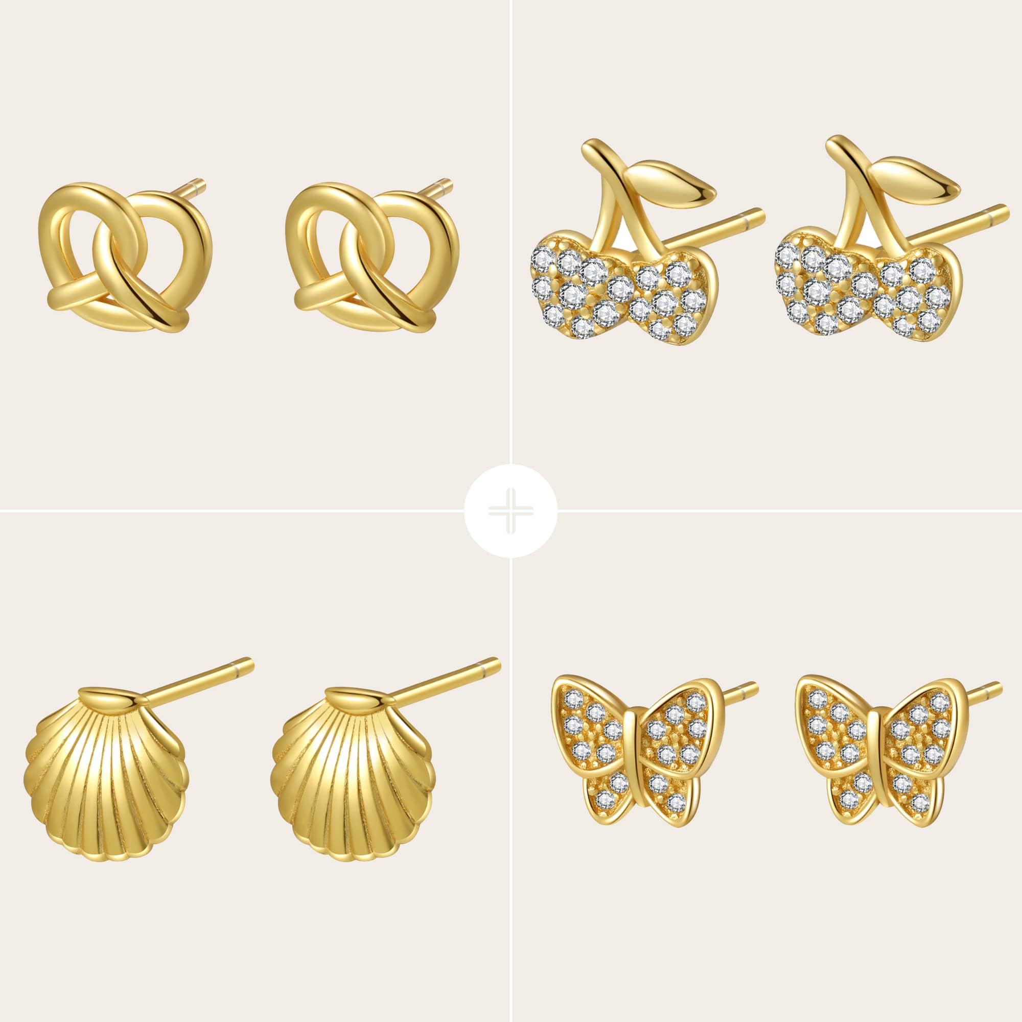 Hey Happiness Playful Ohrring Set – Gold