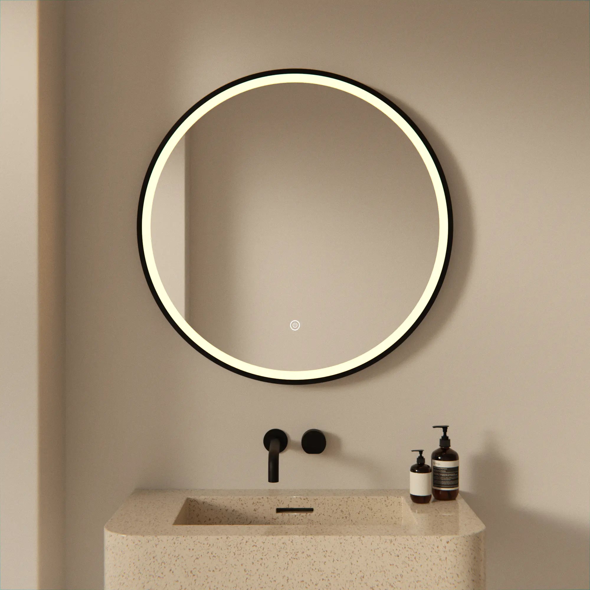 Mirlux Badezimmerspiegel – 80cm – Schwarzer Rahmen