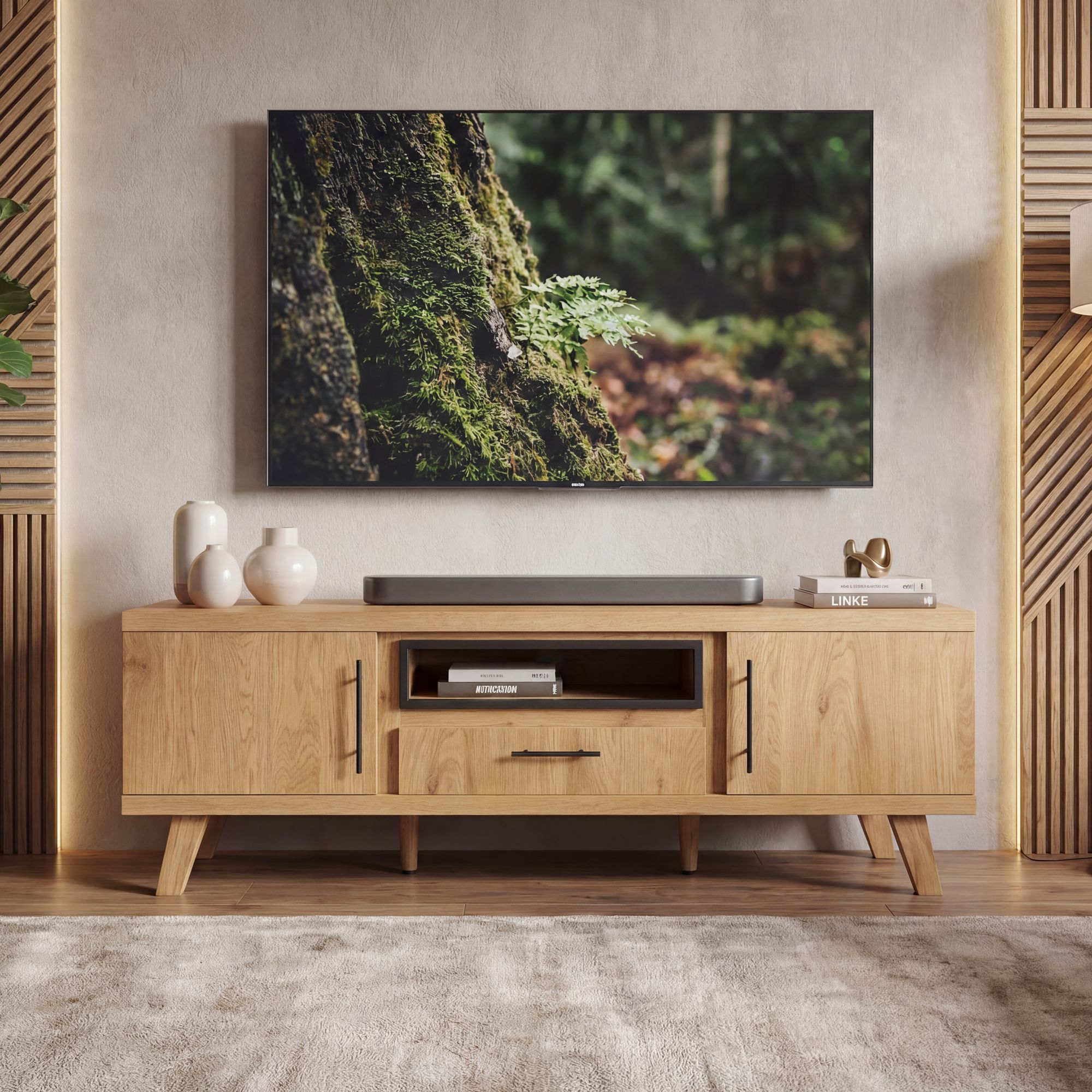 FineBuy TV Lowboard 150cm Eiche Dekor
