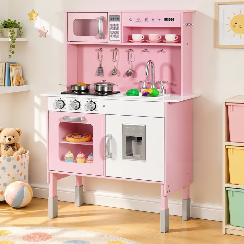 VEVOR Spielküche für Kinder – Kinderküche aus Holz mit Licht & Sound