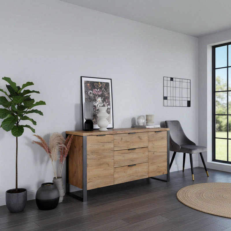 jahnke Sideboard Loft-Stil Sideboard in Montana-Eiche & Schwarz