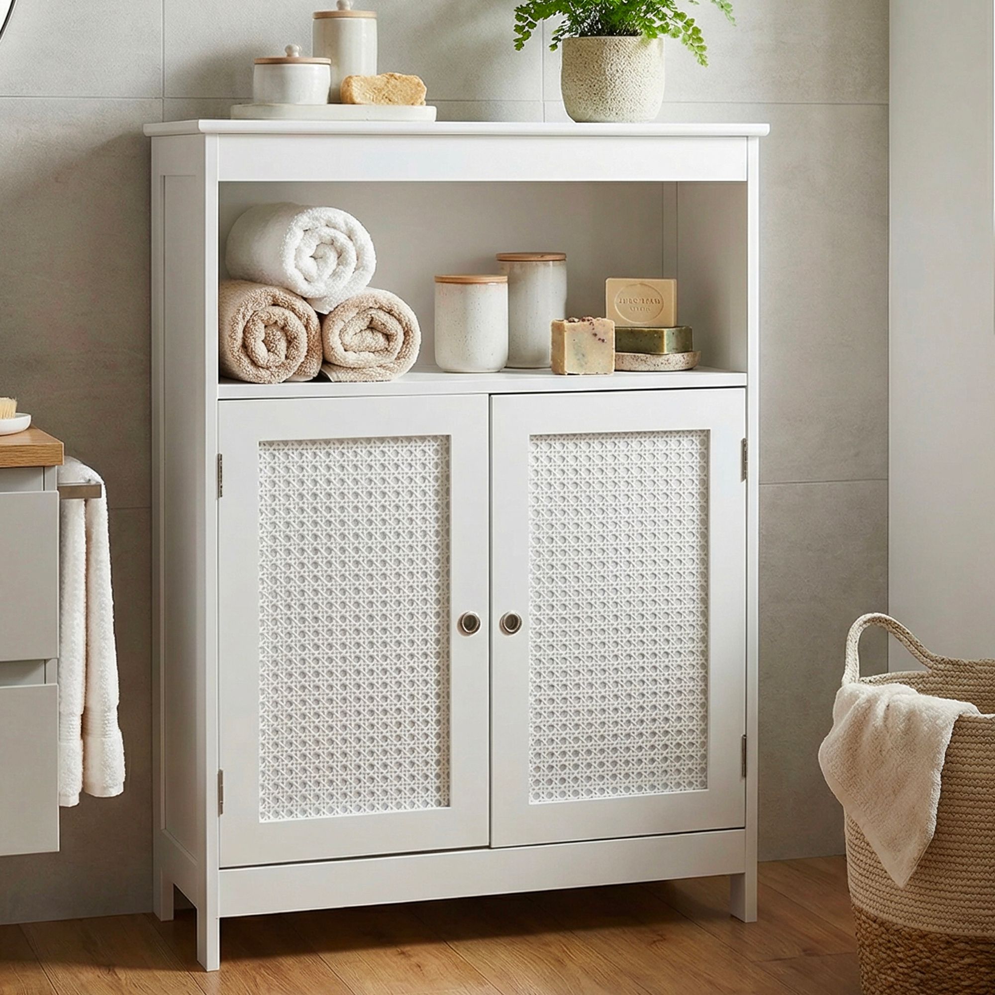 FineBuy Badschrank 80 x 60 x 28 cm Weiß