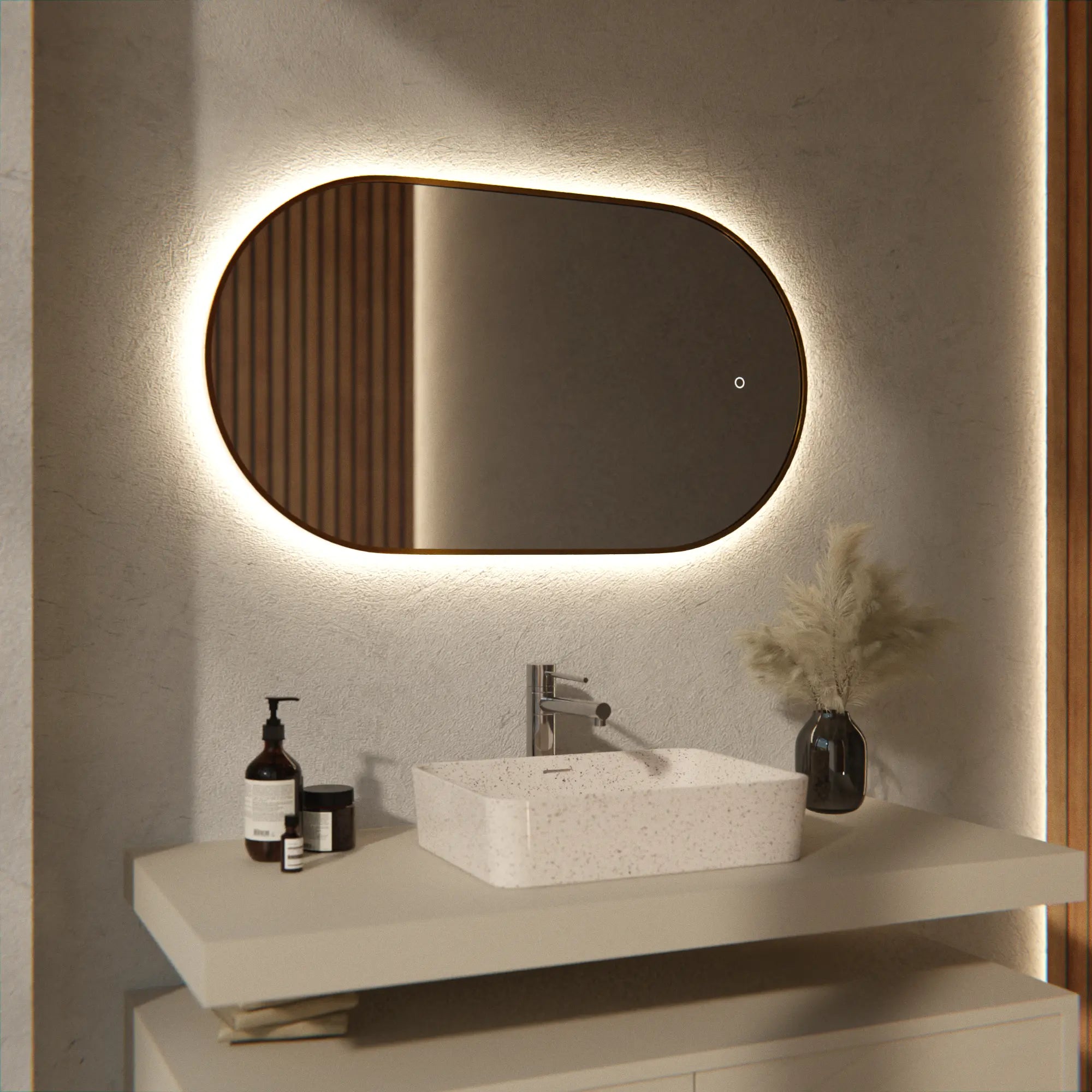 Mirlux Badezimmerspiegel – 90x50cm Oval