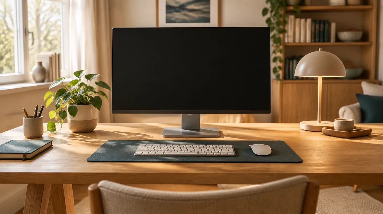Ein eingerichteter Arbeitsplatz mit Monitor